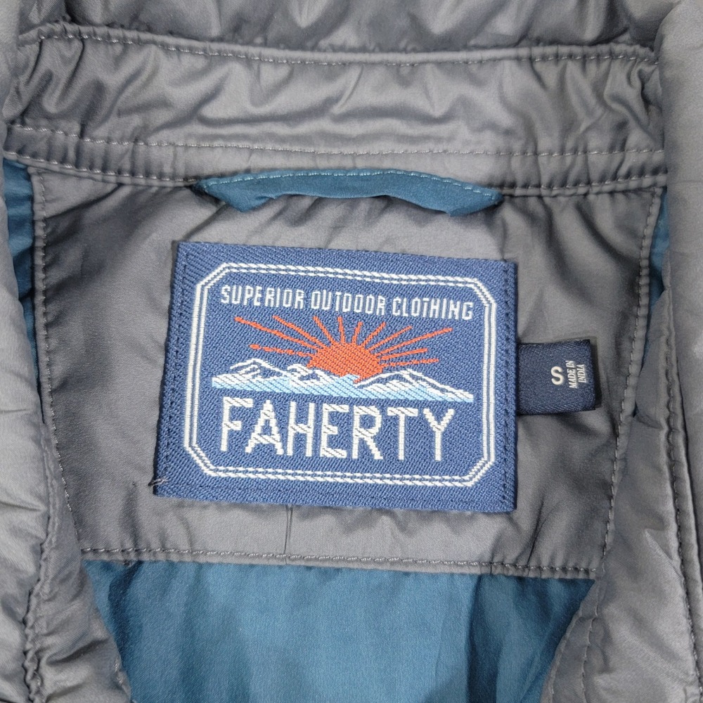 Faherty Atmosphere Jacket Mens Sz Small Gray Quilted Snap Front Puffer Coat Read